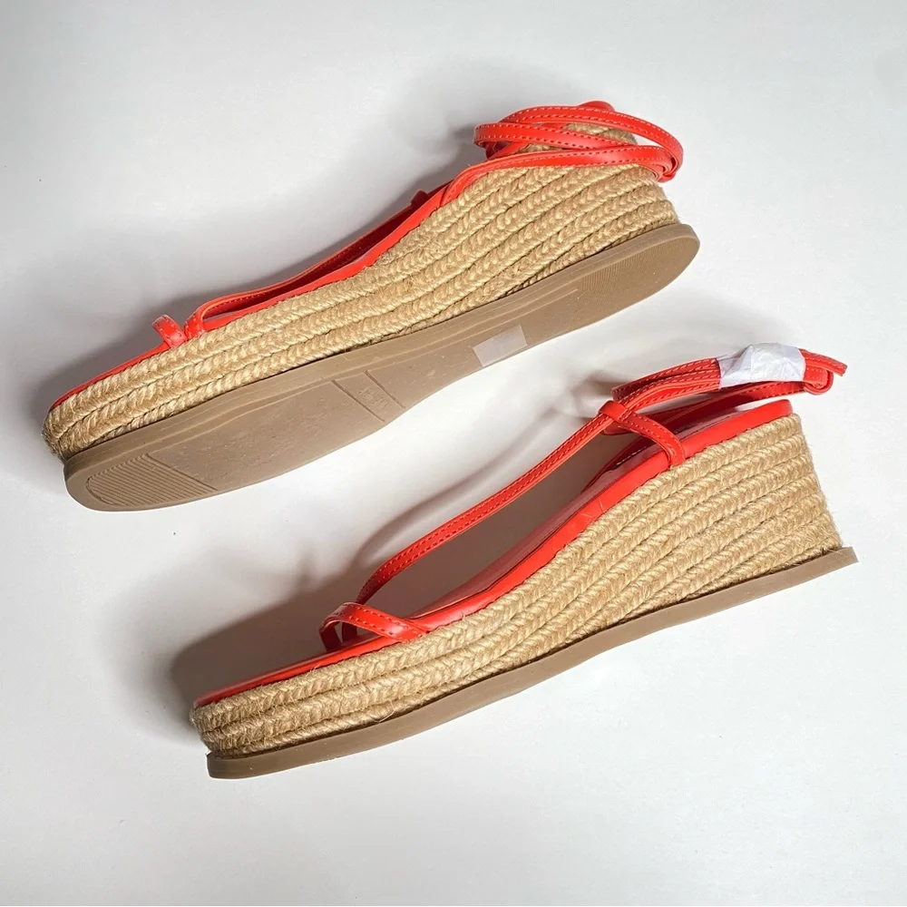 Nine West Red Strappy Wedge Sandals — 8M